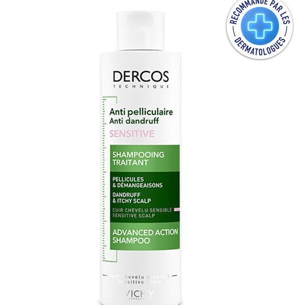 Vichy Dercos Shampooing traitant Antipelliculaire Sensitive – Sans sulfate – 200 ml