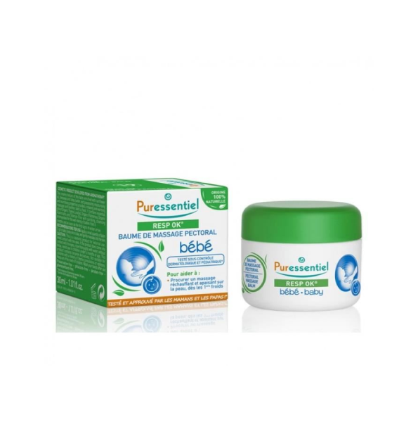 Puressentiel Resp Ok Baume de massage pectoral bébé – pot de 30 ml