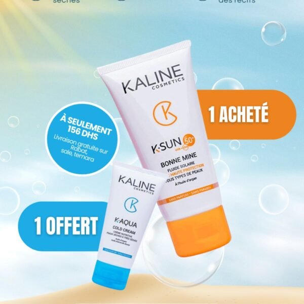 kaline la crème solaire K-SUN SPF 50+ + la K-AQUA Cold Cream OFFERTE !